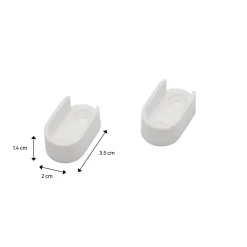 SPACEO Muursteun - Open ovaal 30x15mm - Kunststof Wit - Set van 2