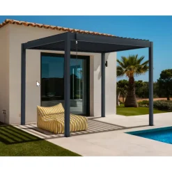 Naterial Vrijstaande Pergola met Lamellen Clima - Antraciet - 313x198cm