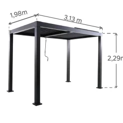 Naterial Vrijstaande Pergola met Lamellen Clima - Antraciet - 313x198cm