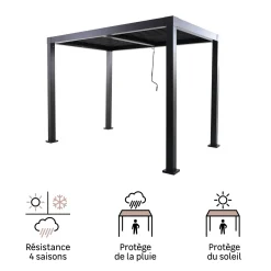 Naterial Vrijstaande Pergola met Lamellen Clima - Antraciet - 313x198cm