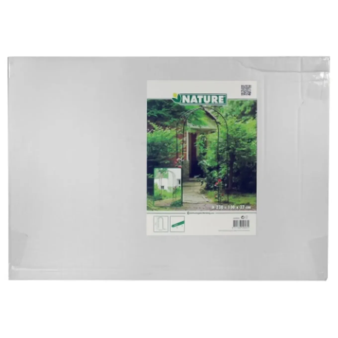 Nature boogvormige rozenboog met decoratieve krullen van verzinkt staal met zwarte epoxycoating - H230 x 100 x 37 cm
