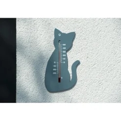 Nature Buitenthermometer - Kat - Grijs - 15 Cm - Tuin Thermometer