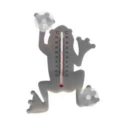 Nature Buitenthermometer - kikker - grijs - 16 cm - met zuignappen