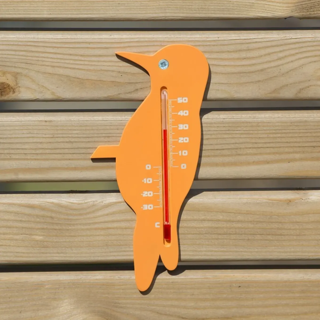 Nature Buitenthermometer - Oranje Specht - 15cm -tuin Thermometer