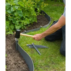 Nature grondpennen voor tuinborder polyethyleen grijs 1,9x1,8x26,7cm 10 stuks
