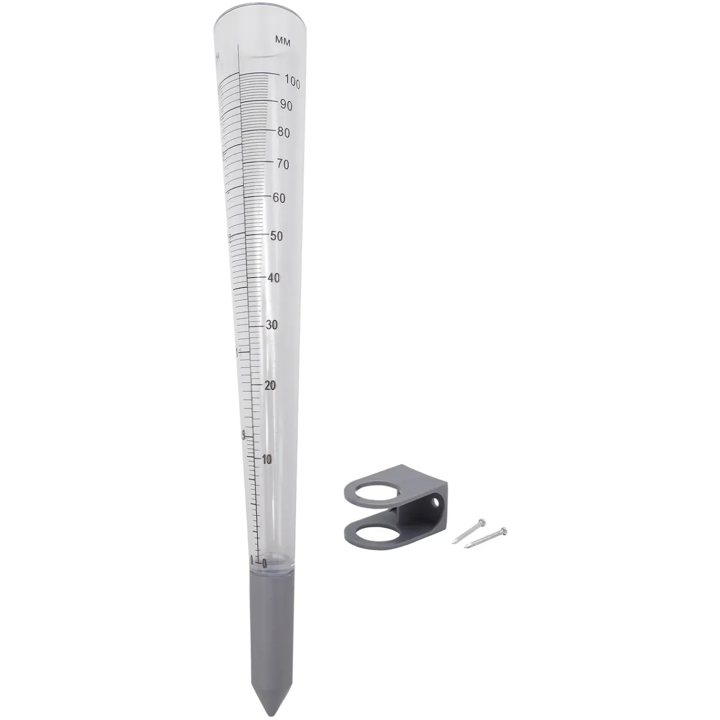Nature Regenmeter - Schaalverdeling tot 100mm - Plexiglas en Aluminium - diam. 4cm - 30,5cm