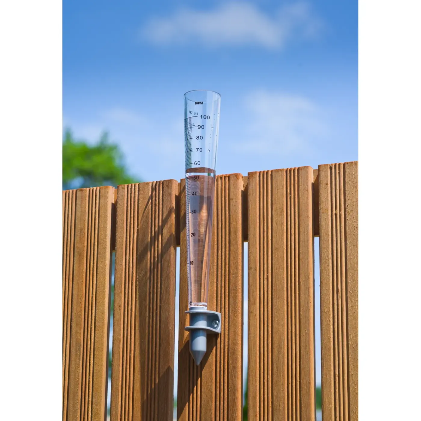 Nature Regenmeter - Schaalverdeling tot 100mm - Plexiglas en Aluminium - diam. 4cm - 30,5cm