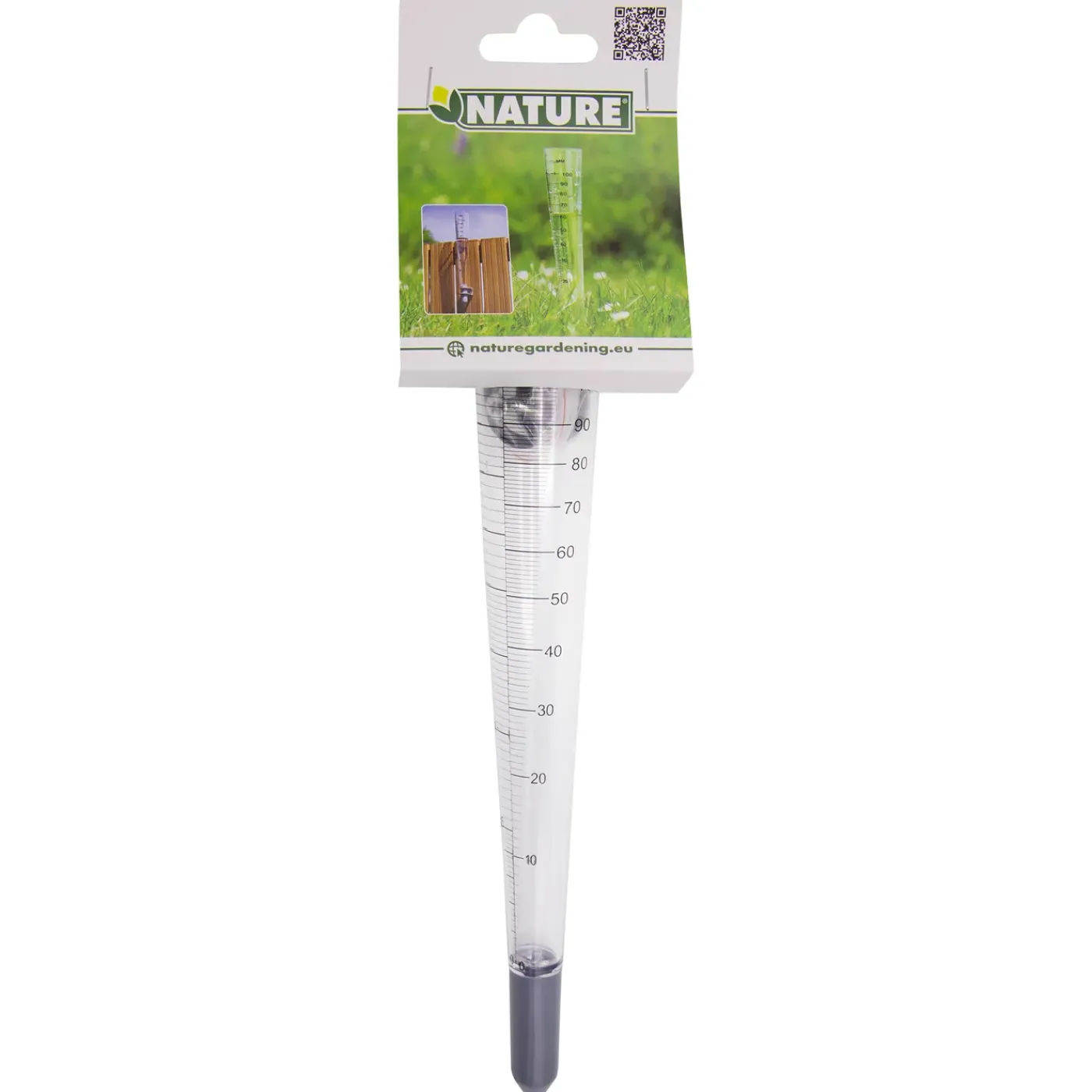 Nature Regenmeter - Schaalverdeling tot 100mm - Plexiglas en Aluminium - diam. 4cm - 30,5cm