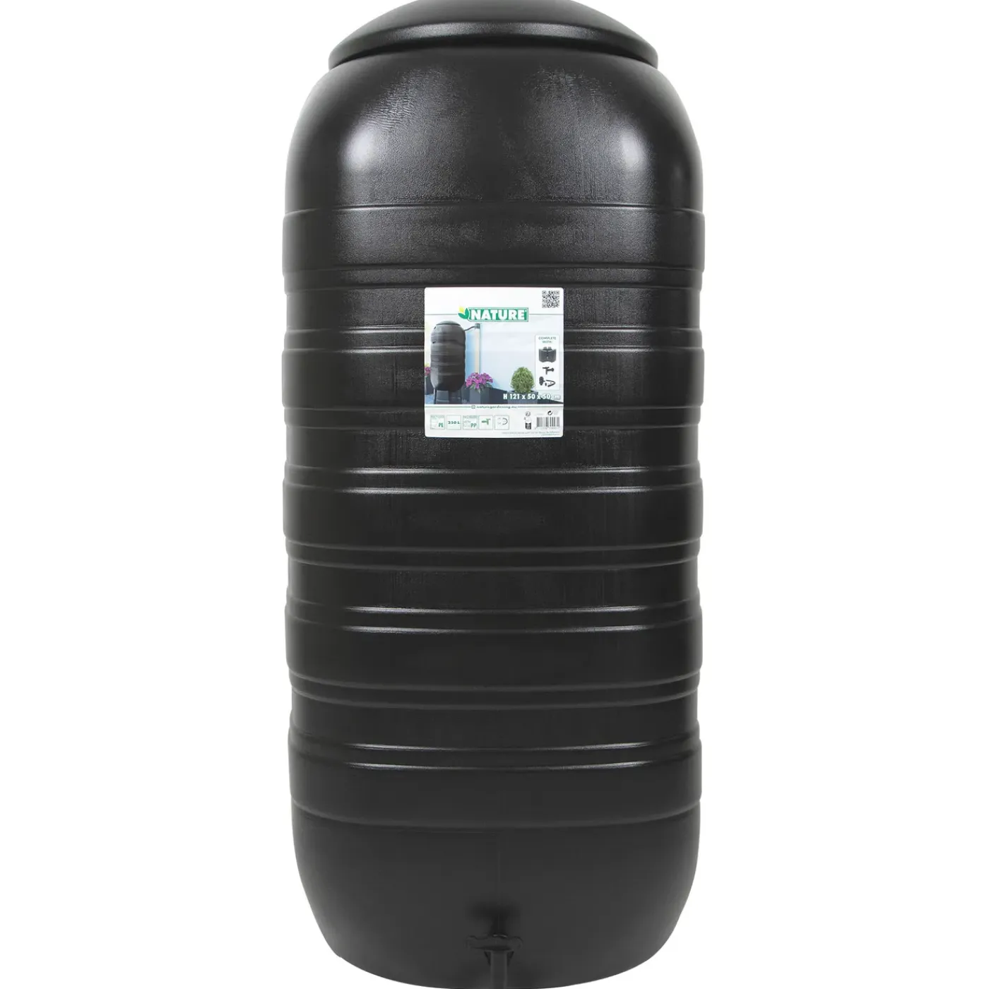 Nature Regenton - Muurmodel - 250L - Zwart Kunststof Set - 50x50x121cm