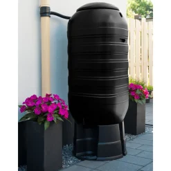Nature Regenton - Muurmodel - 250L - Zwart Kunststof Set - 50x50x121cm
