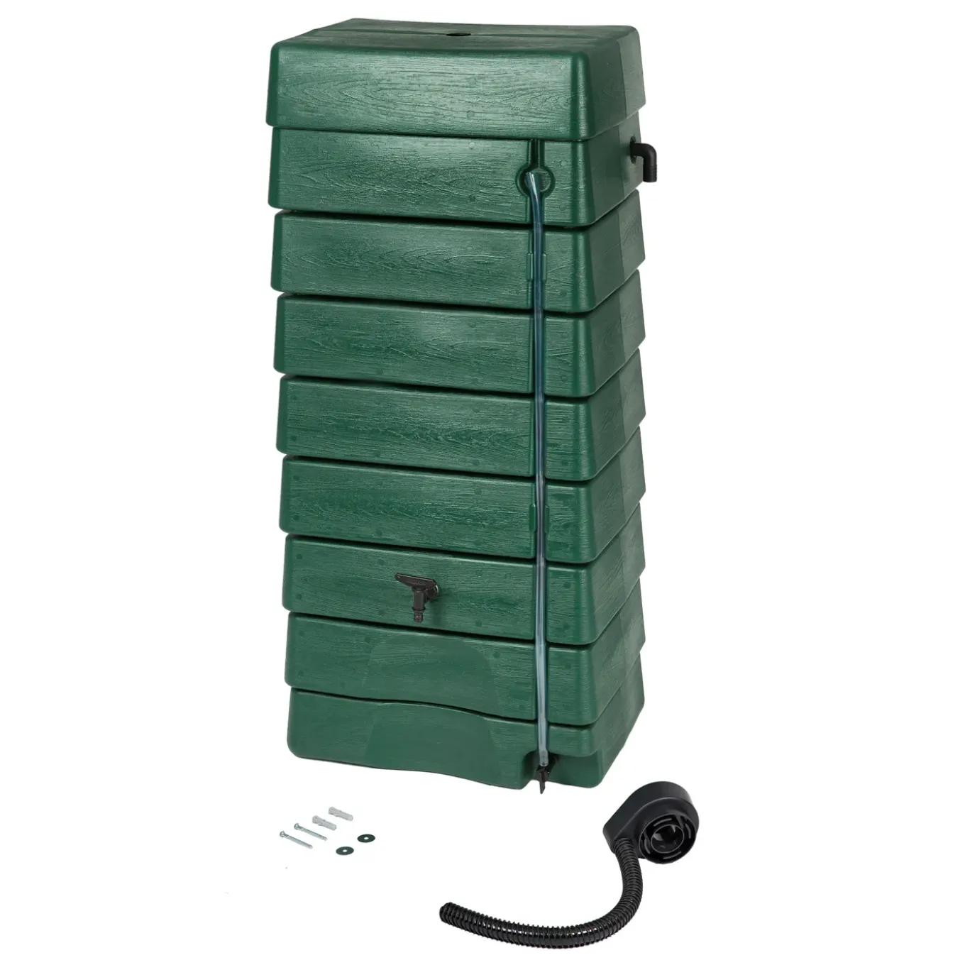 Nature Regenton - Muurmodel Serie 320 - 276L - Groen HDPE Inclusief 2 Kranen - 58,5x39,5x134,5cm