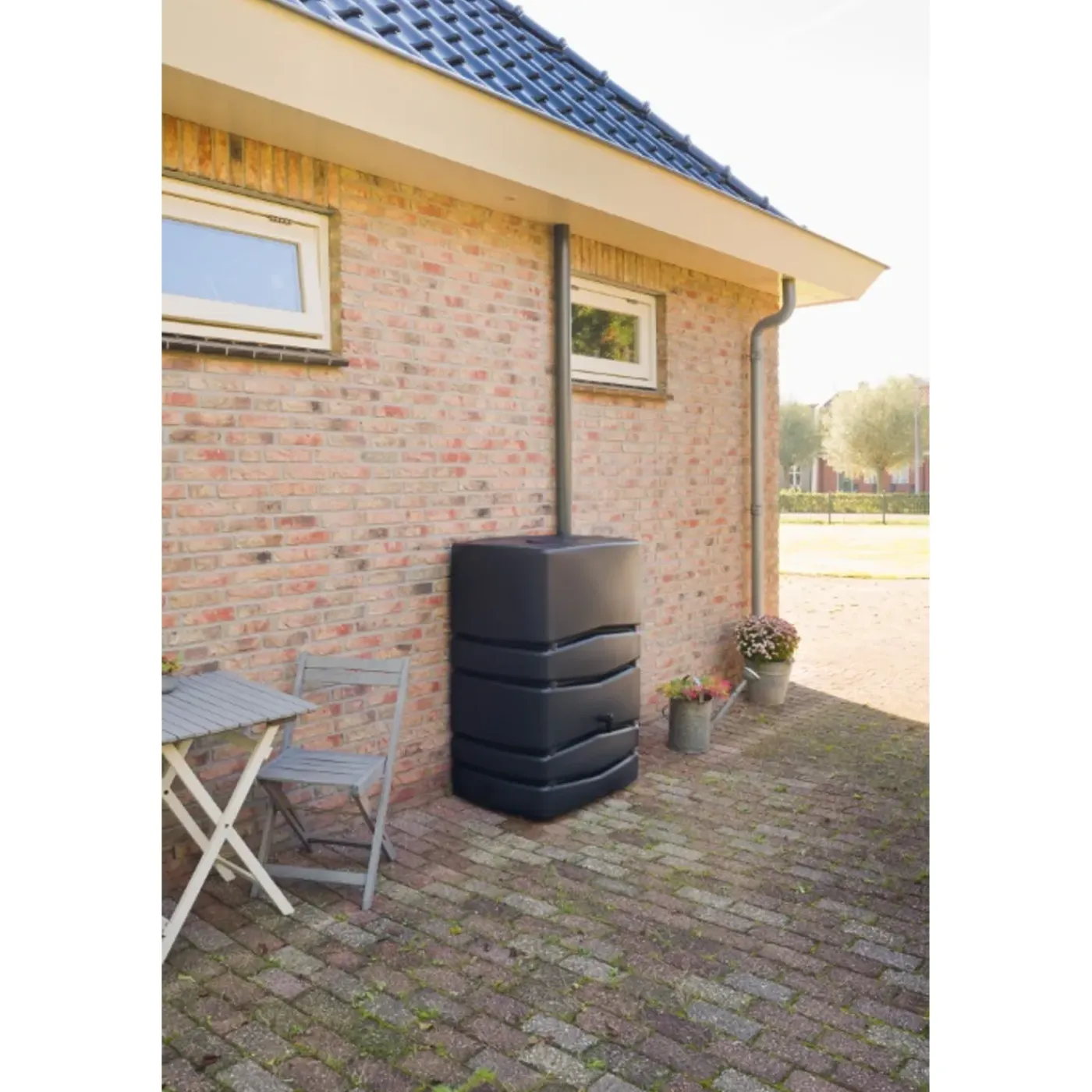 Nature Regenton - Muurzuil - 450L - PE Antraciet Inclusief Kraan - 77,5x57,3x115cm