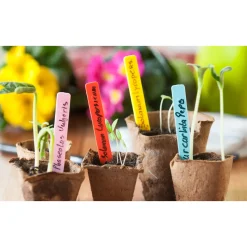 Nature steeketiketten (blauw,geel,rose,rood) 10cm 40 stuks