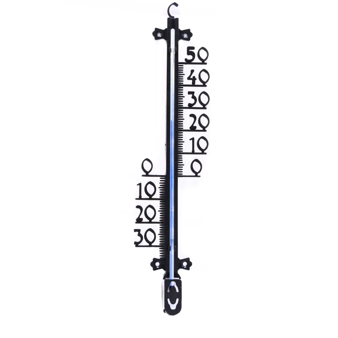Nature thermometer kunststof zwart 6x1x25cm