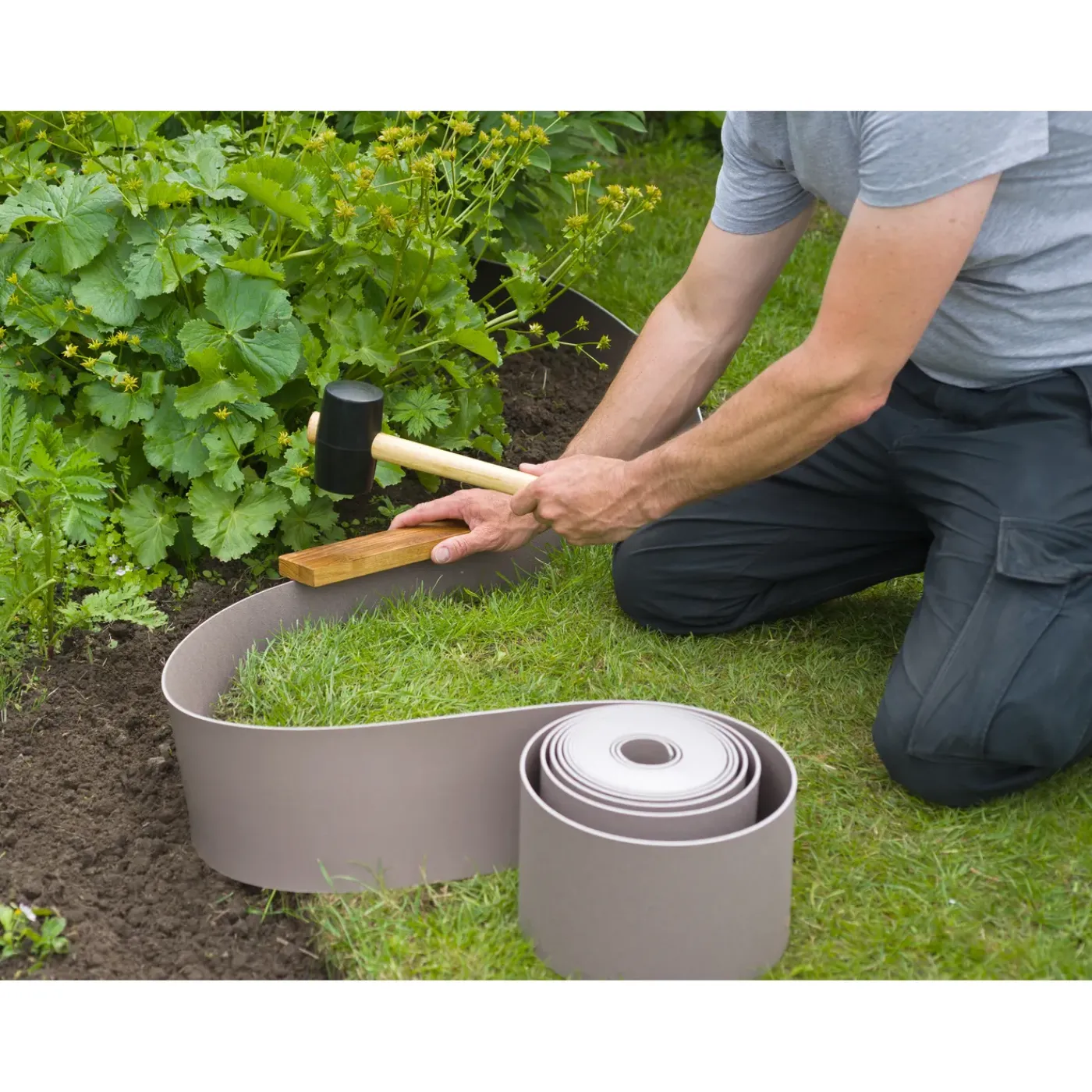 Nature tuinborder PE taupe 3mm - H15cmx10m