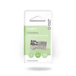 Nedis F-connector Fresh Green Box recht mannelijk zilver 7mm 5 st