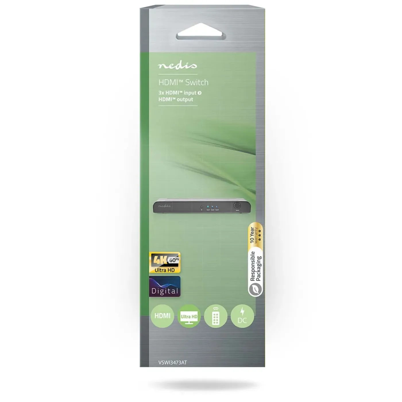 Nedis netwerkschakelaar HDMI Stijlvolle Titanium Box 3 poorten