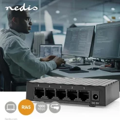 Nedis Netwerk-Switch - 5x LAN-poort - Gigabit - Zwart