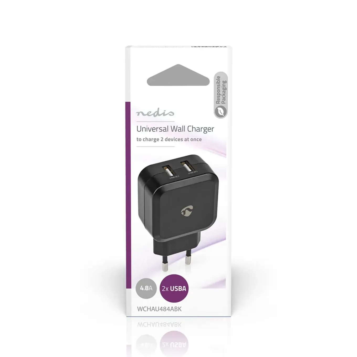Nedis Oplader - 2x USB-A Uitgang - 24W - Zwart