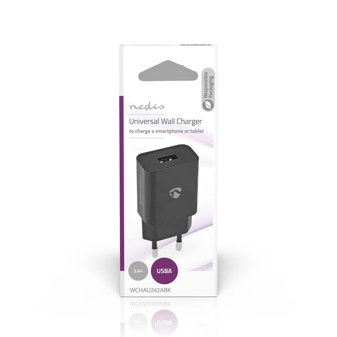 Nedis Oplader - 1x USB-A Uitgang - 12W - Zwart