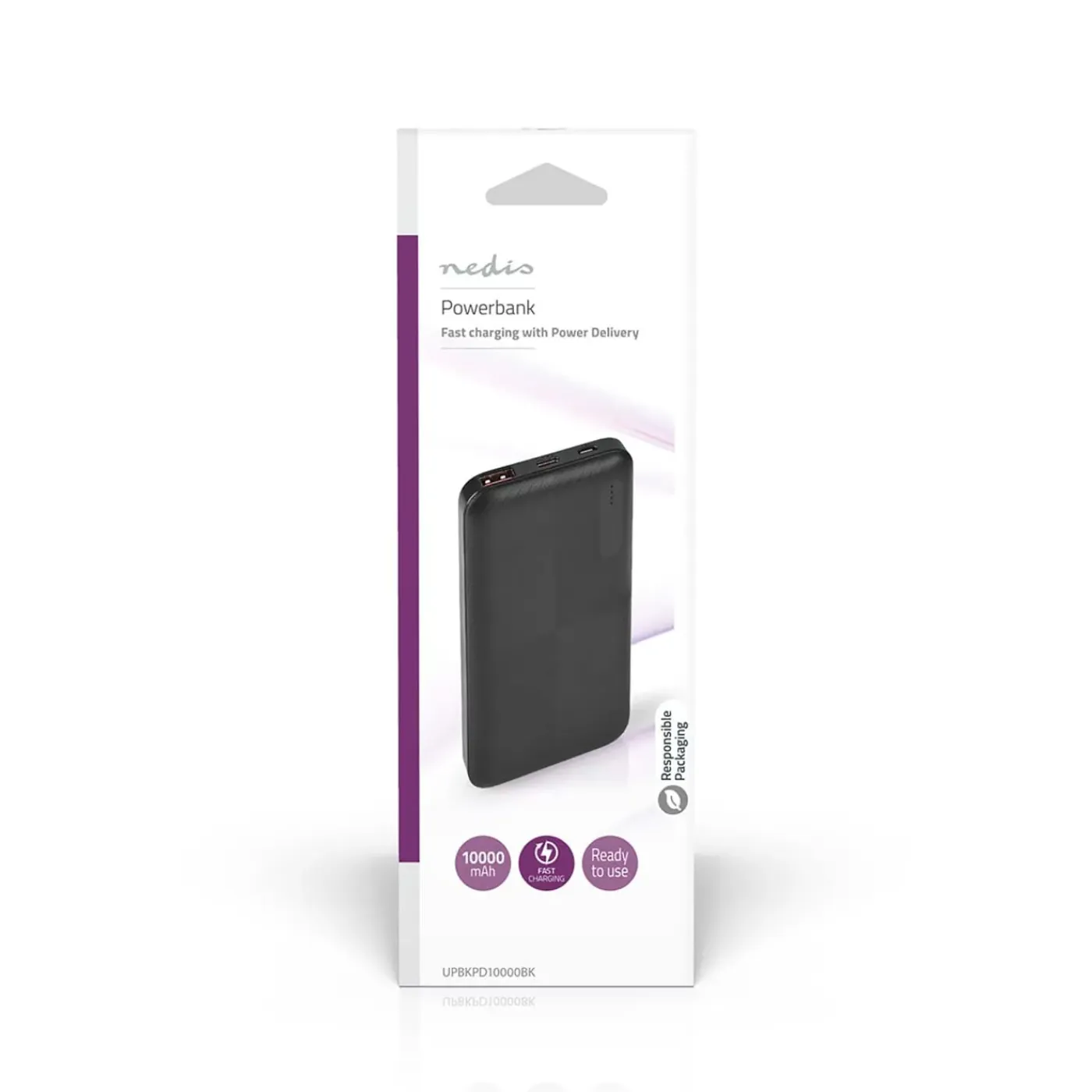 Nedis powerbank Fresh Green Charge 1000 mAh - 1,5 / 2 / 3 A zwart