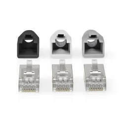Nedis RJ45-connector Stylish Titanium Box RJ45 Pass Through - FTP stevig/gesnoerd CAT6 wit / grijs / zwart