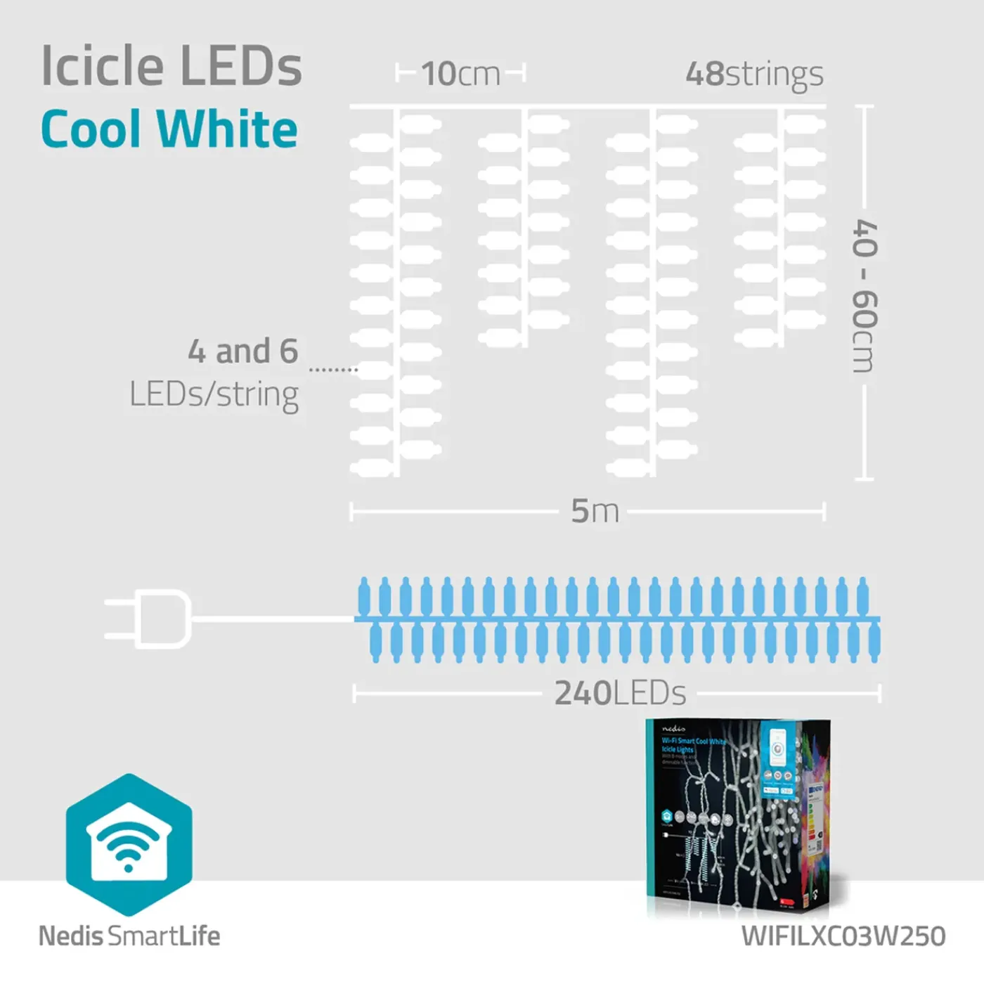 Nedis Smartlife-kerstverlichting Wifilxc03w250