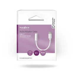 Nedis USB-C Adapter - USB-C mannelijk naar 3,5mm Vrouwelijk - 10cm - Wit