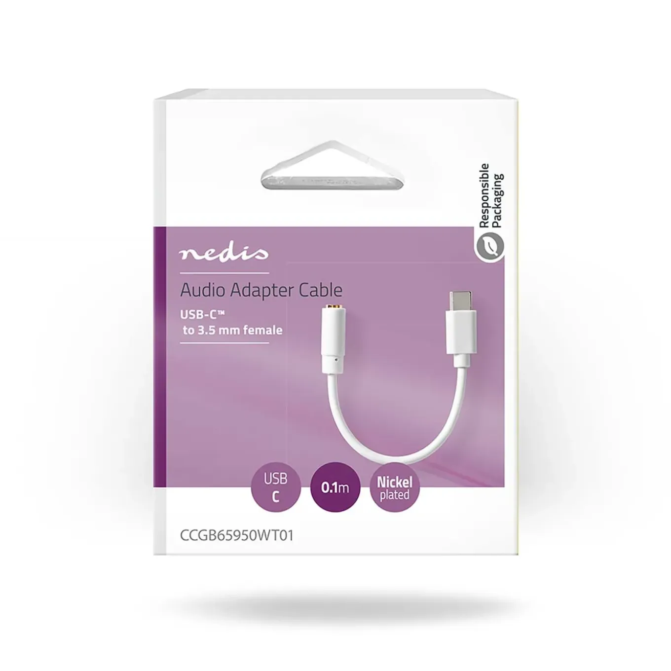 Nedis USB-C Adapter - USB-C mannelijk naar 3,5mm Vrouwelijk - 10cm - Wit
