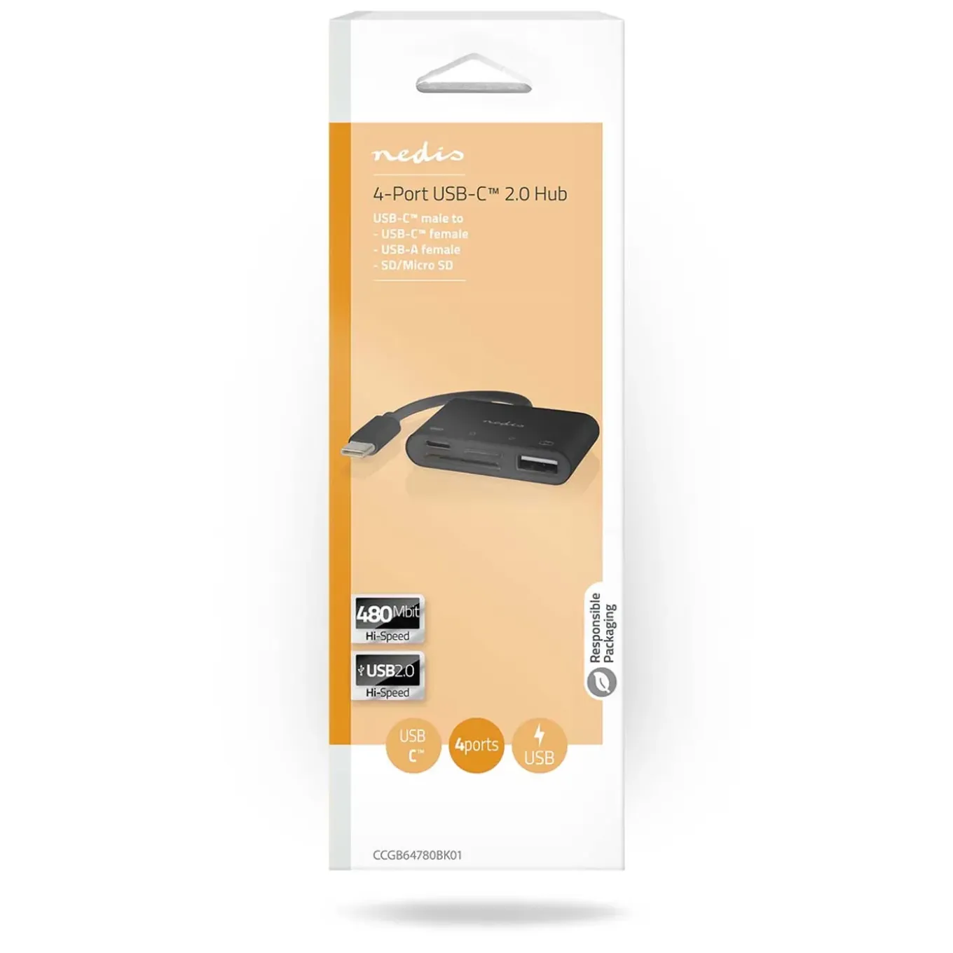 Nedis USB-Hub - USB-C naar USB-A/USB-C - Zwart