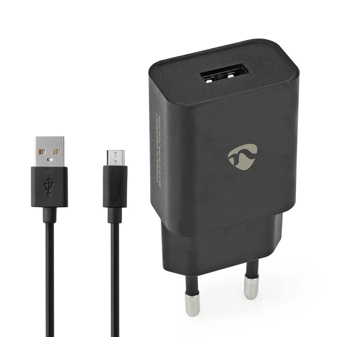Nedis wandlader Fresh Green Charge USB-A 5W - snellaadfunctie 1m zwart