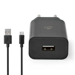 Nedis wandlader Fresh Green Charge USB-A 5W - snellaadfunctie 1m zwart
