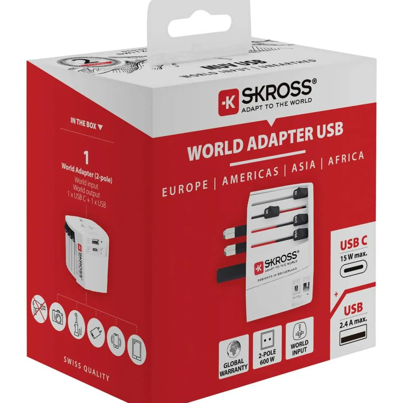 Nedis Wereldadapter - 4-in-1 Stekkersysteem, USB-A & USB-C - Wit