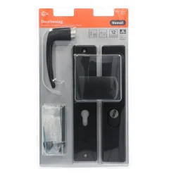 Nemef Veiligheidsbeslag voor deur 3415-II - Aluminium Zwart - SKG*** Kerntrekbeveiliging Vaste Knop - PC55mm