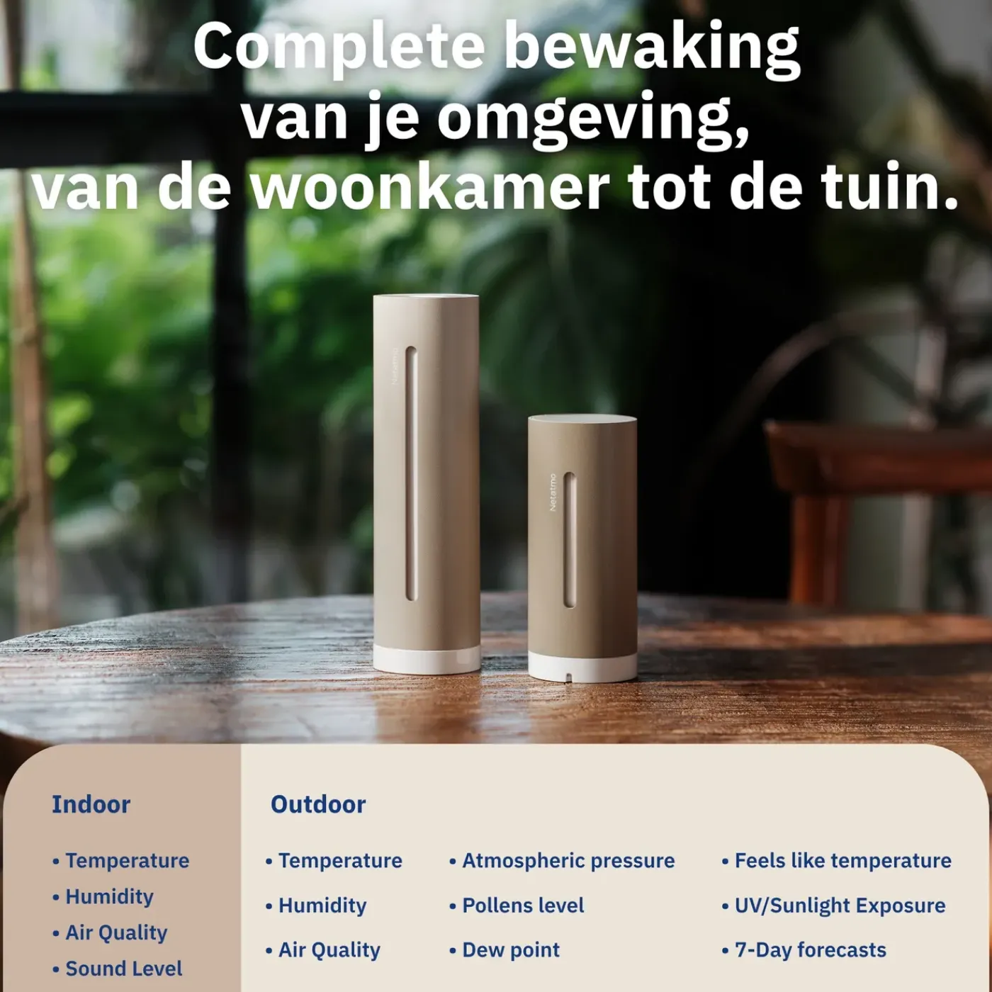 Netatmo Weerstation Set Original + Binnenmodule + Regenmeter + Windmeter - Zand