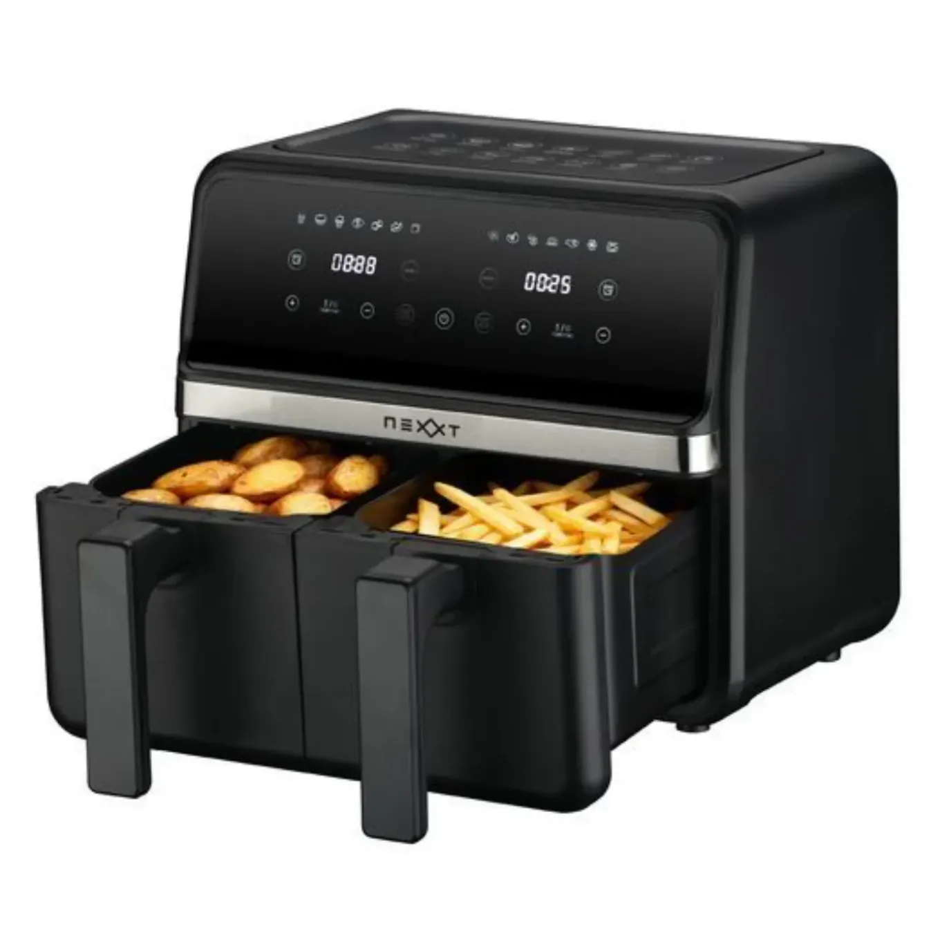 Nexxt Dual Basket Airfryer 8 Liter Met 2 Manden En Touchscreen