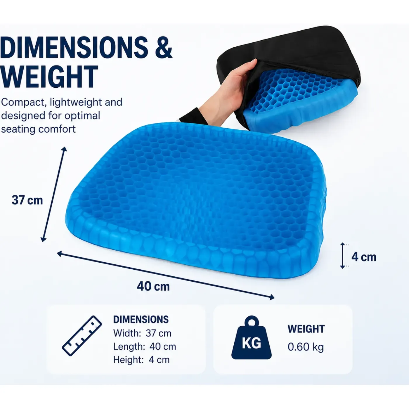 Nexxt Gel Zitkussen Ergonomisch Zwart 40 X 37 X 4 cm