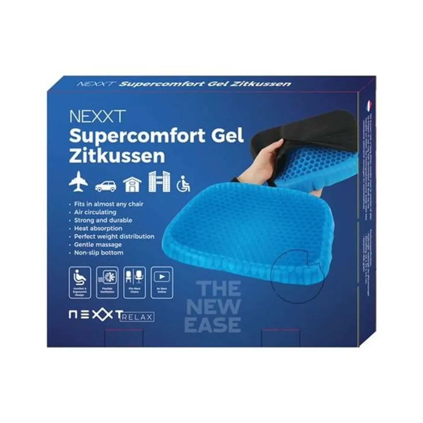 Nexxt Gel Zitkussen Ergonomisch Zwart 40 X 37 X 4 cm