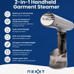 Nexxt 2-in-1 Kledingstomer 1400w Met Afneembare Watertank - Transparant