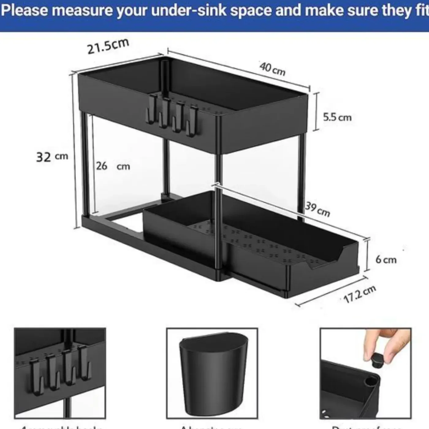 Nexxt Keukenkast Organizer 2 Lagen Met Uitschuifbare Lade En Accessoires - Zwart