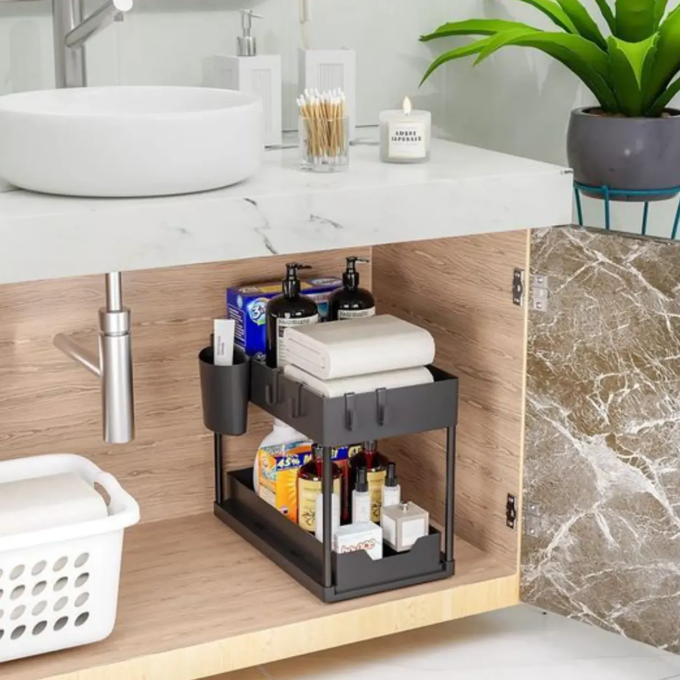 Nexxt Keukenkast Organizer 2 Lagen Met Uitschuifbare Lade En Accessoires - Zwart