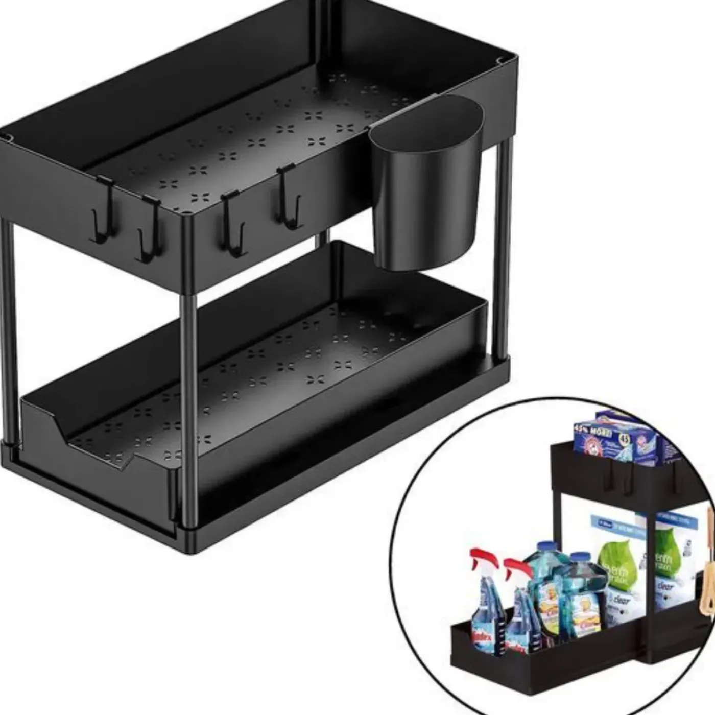 Nexxt Keukenkast Organizer 2 Lagen Met Uitschuifbare Lade En Accessoires - Zwart