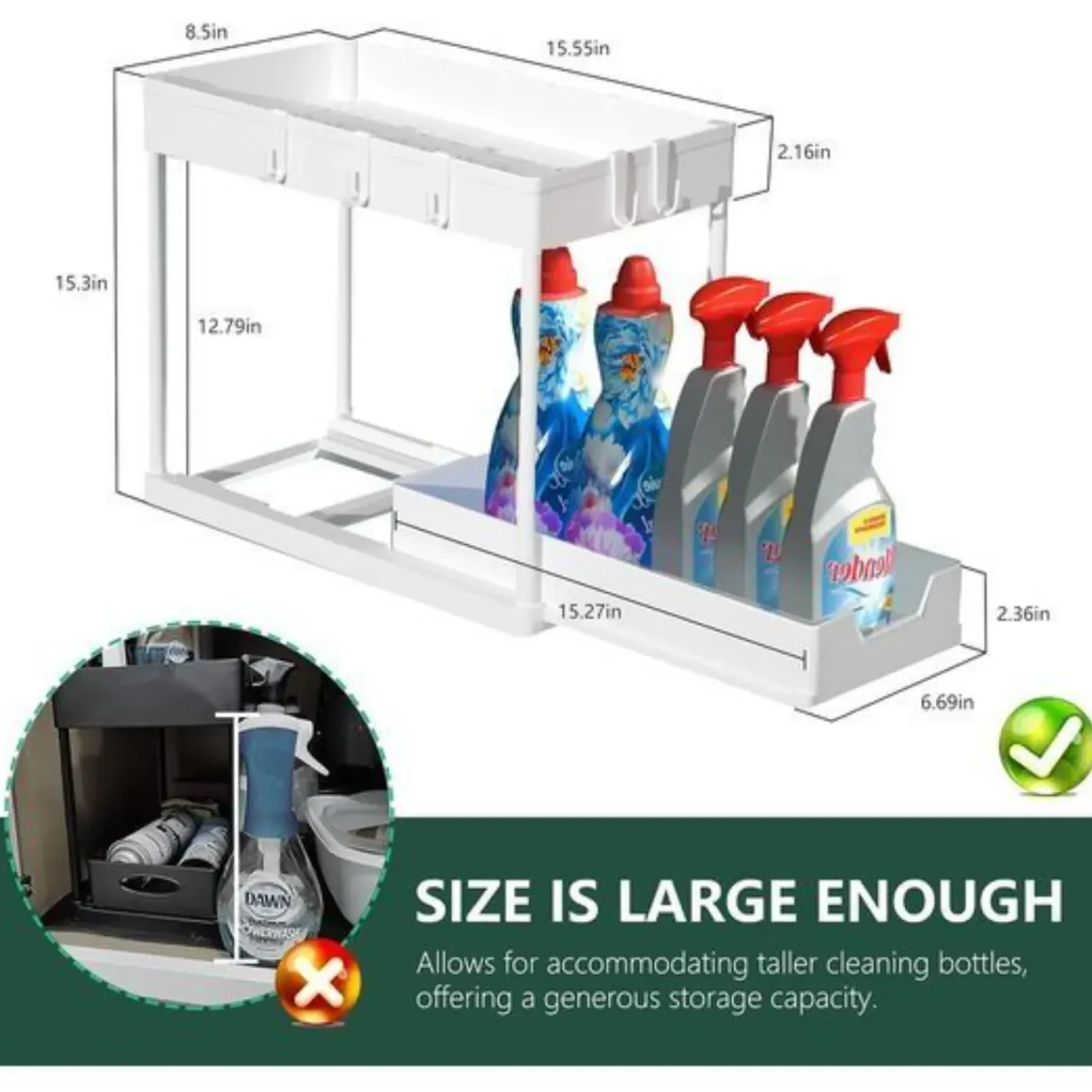 Organisateur Nexxt Keukenkast Organizer Voor Onder De Gootsteen 2-laags Wit 38 X 20,5 X - 33,5cm