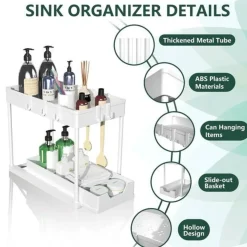 Organisateur Nexxt Keukenkast Organizer Voor Onder De Gootsteen 2-laags Wit 38 X 20,5 X - 33,5cm