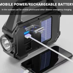 Nexxt Solar Flashlight Oplaadbare Zaklamp Met Zonnepaneel En Powerbank