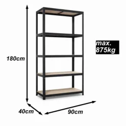 Nordevik Stellingkast - 2 Stuks - 180x90x40cm - Opbergrek - Zwart