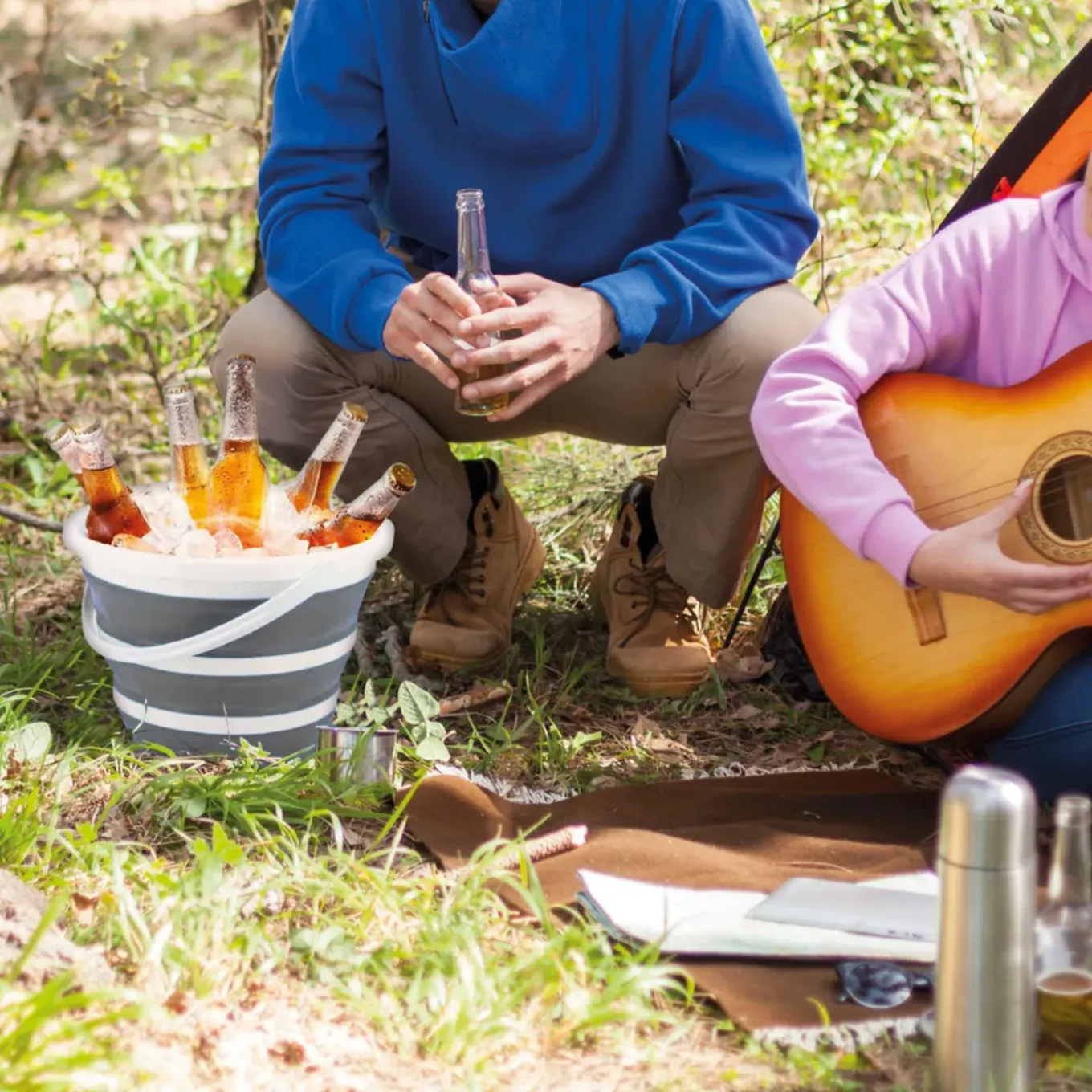 Nordix Opvouwbare Emmer Set Van 3 Afwasteil Camping Siliconen Sopemmer Grijs