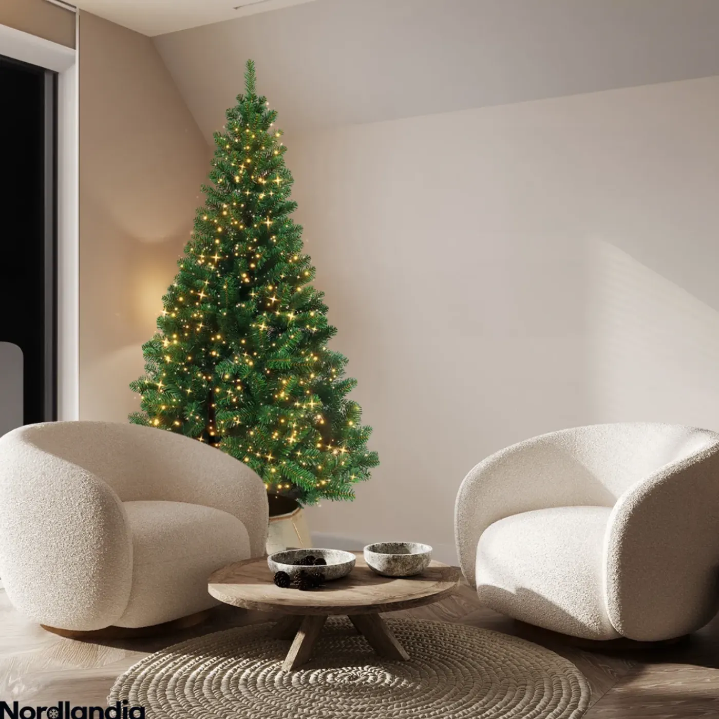 Nordlandia Kunstkerstboom Met Led Verlichting - 180 Cm - Realistische Kunststof Kerstboom