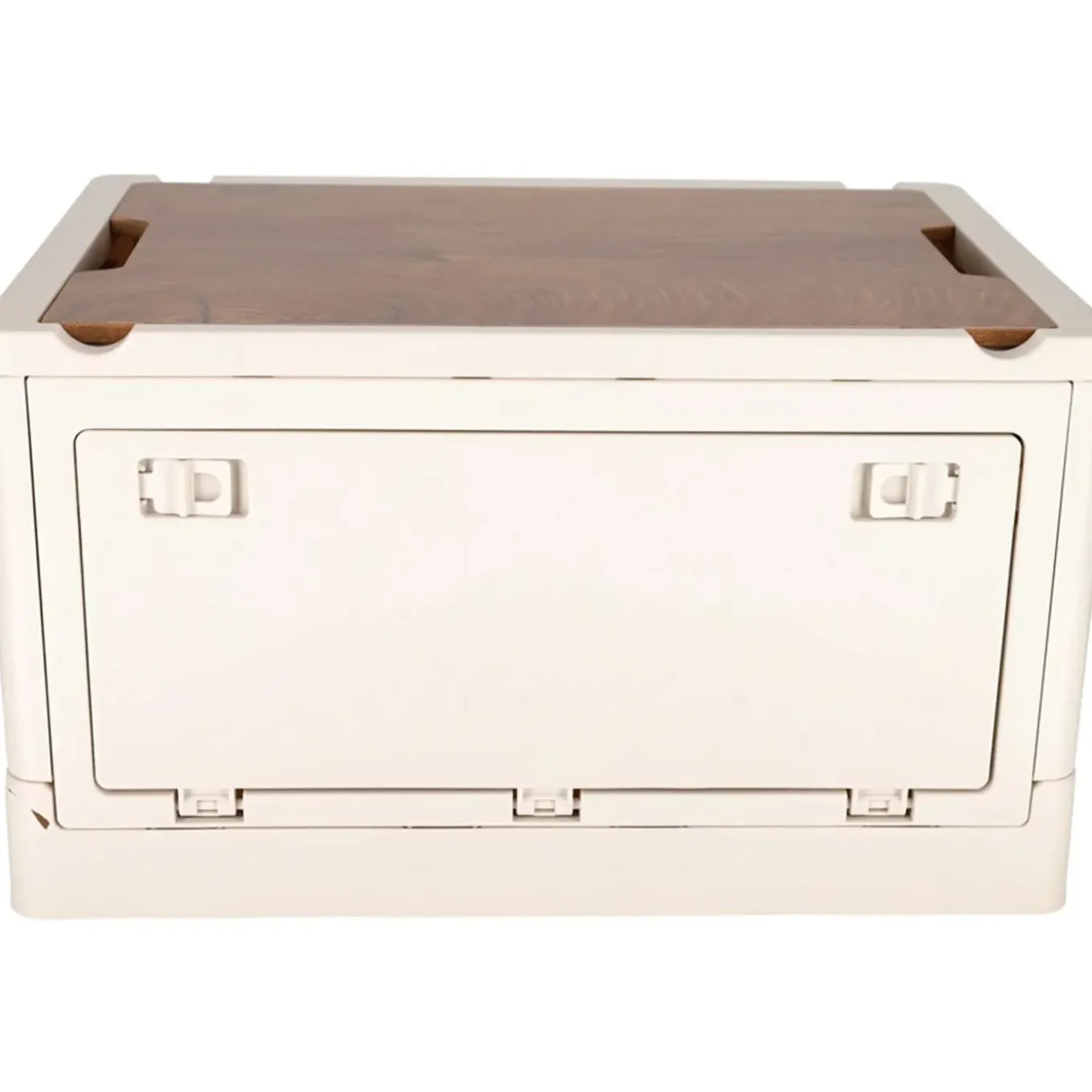Norländer Opbergkrat Met Houten Deksel 33 Liter Off-white - 43,7 X 30,7 X 25 Cm