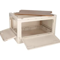 Norländer Opbergkrat Met Houten Deksel 33 Liter Off-white - 43,7 X 30,7 X 25 Cm